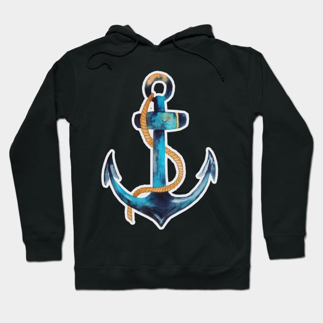 Sailor Anchor Blue Nautical Watercolor Hoodie by Blue Planet Boutique